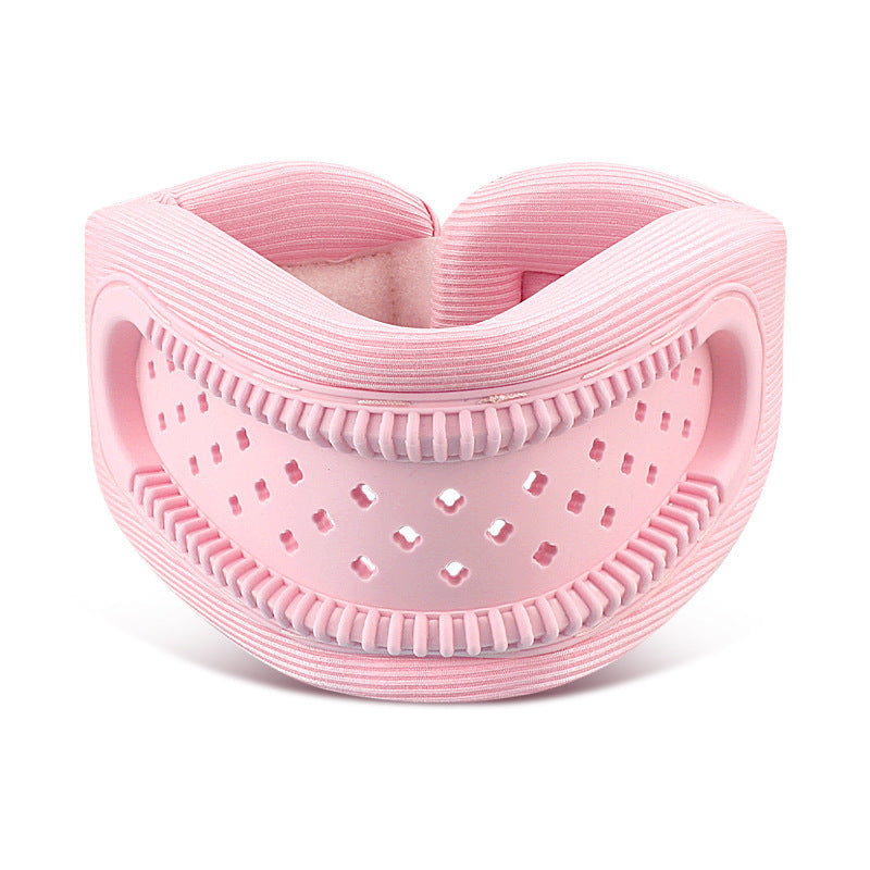 Pink Adjustable Silicone Neck Brace with High-Elastic Memory Foam & V-Shape - Prevent Forward Head Tilt and Posture Correction