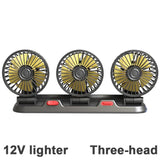 3-in-1 Powerful Car Triple Head Fan (12V Lighter Power) - Quiet Cooling Fan Integrated Aromatherapy & Number Plate, with 360° Rotation & 130cm Long Cord