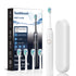White Smart Sonic Electric Toothbrush Kit with 4 Heads & Travel Case - 6 X Cleaning Modes and High-Frequency Vibration with Soft Protective Bristles