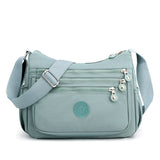 Light Blue Versatile Nylon Multi-Pocket Crossbody Bag - Lightweight Casual Travel Purse, Waterproof Horizontal Square Design