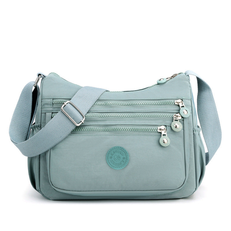 Light Blue Versatile Nylon Multi-Pocket Crossbody Bag - Lightweight Casual Travel Purse, Waterproof Horizontal Square Design