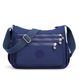 Dark Blue Versatile Nylon Multi-Pocket Crossbody Bag - Lightweight Casual Travel Purse, Waterproof Horizontal Square Design