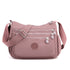 Pink Versatile Nylon Multi-Pocket Crossbody Bag - Lightweight Casual Travel Purse, Waterproof Horizontal Square Design