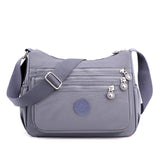Grey Versatile Nylon Multi-Pocket Crossbody Bag - Lightweight Casual Travel Purse, Waterproof Horizontal Square Design