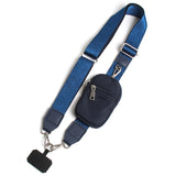 Blue Versatile Crossbody Phone Lanyard with Detachable Mini Pouch - Twill Webbing  Wristlet & Neck Strap