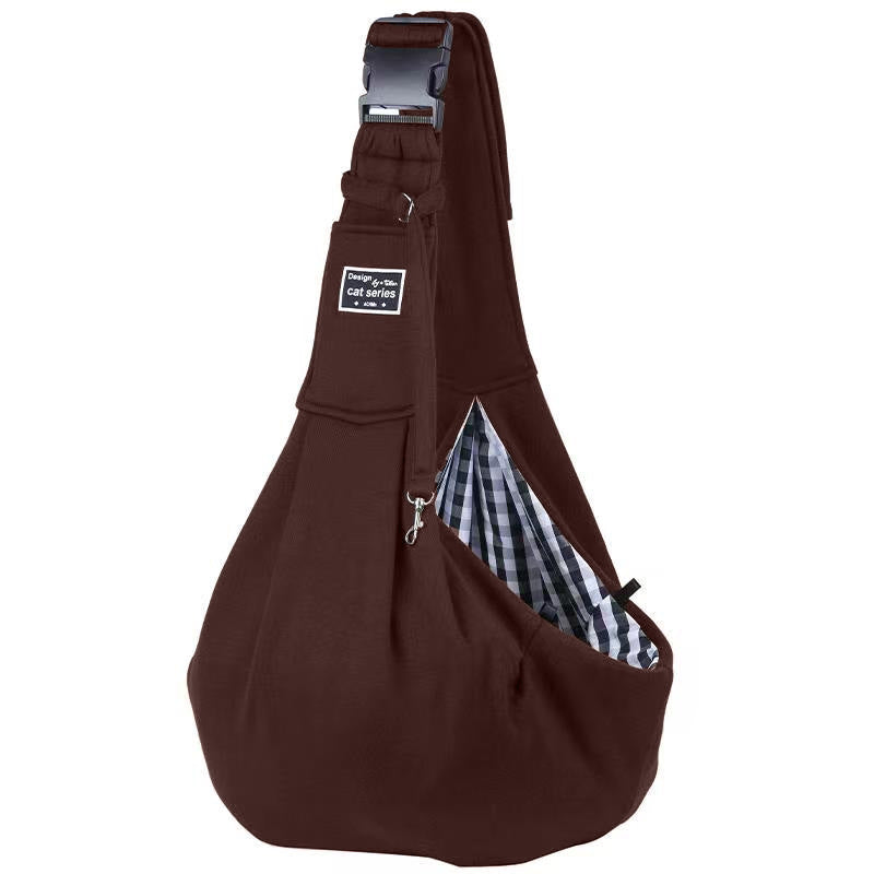 Coffee Lightweight Breathable Pet Crossbody Bag with Adjustable Padded  Strap & Reversible Double-Sided Design