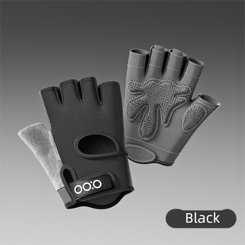 Black Heavy-Duty Unisex Gym Training Gloves with Integrated Wrist Support - Breathable Anti-Callus and Anti-Slip Weightlifting & Pull-Up Guards (Size L)