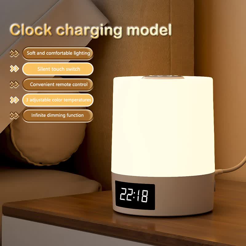 Smart Digital Clock Night Light - Touch Dimmable Bedside Lamp & Sleep Aid for Nursery, Feeding & Bedroom (K2021)