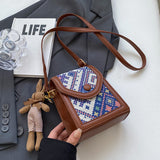 Blue Boho-Chic PU Leather Crossbody Phone Purse with Cute Rabbit Pendant - Stylish Multi-Functional Compact Square Bag