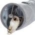 30X67CM Grey Durable Suede Foldable Cat Tunnel - Interactive Multi-Sensory Play Tube with Crinkle Paper & Plush Interior, plush ball and Steel Frame