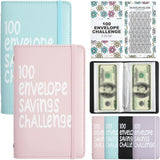 Two-Player 100 Days Envelope Savings Challenge with 50 Clear Double-Sided Pages - Portable A6 Size for Budgeting & Financial Goals (Pink + Blue)
