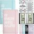 Two-Player 100 Days Envelope Savings Challenge with 50 Clear Double-Sided Pages - Portable A6 Size for Budgeting & Financial Goals (Pink + Blue)