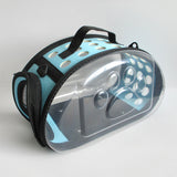 Blue Foldable Breathable Pet Carrier with Panoramic Window & Strap - EVA &  Lychee Leather Crossbody Travel Bag (S 35 x 20 x 22CM)