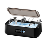 X81 Black Ultrasonic Jewelry & Eyeglass Deep Cleaner with Cloth - Touch Control & 3-Level Intelligent Timers and Large 650ml Stainless Steel Tank