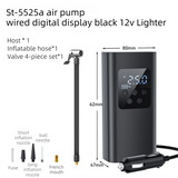 Portable 12V Lighter Electric Tire Inflator with 4 Inflation Modes & 5 Inflatable Parts - Real-Time LCD Precision Gauge, Auto-Stop & Emergency LED Light