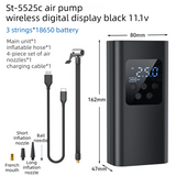 Wireless Rechargeable Tire Inflator with 4 Inflation Modes & 5 Inflatable Parts - Real-Time LCD Precision Gauge, Auto-Stop & Emergency LED Light(3-Cell)