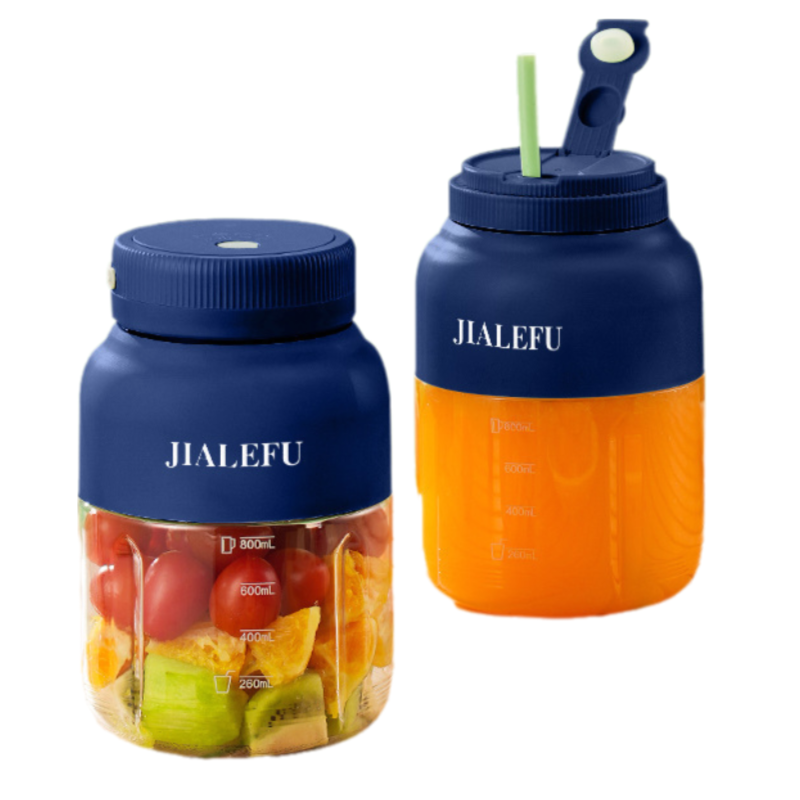 Blue Portable 1300ML Multi-Functional Blender with Dual-Drink Lid - 38-Steel Blade Cyclone Juicer & Ice Crusher, Waterproof Type-C Charging