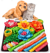 Brown 50X50CM Interactive Fleece Dog Sniffing Mat & Slow Feeder - Stress Relief IQ Training Scent Foraging Blanket for Indoor Cats and Dogs