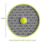 Green Interactive Pet Slow Feeder & 3D Textured Oral Cleanner - 3-in-1 Mounting Durable TPR Lick Mat for Dogs & Cats