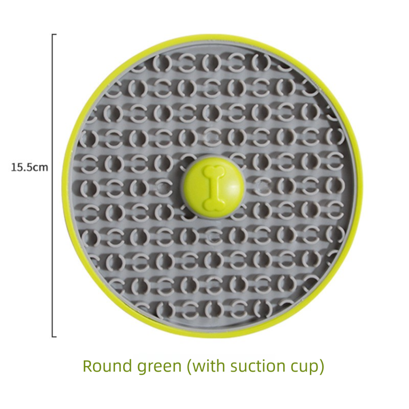 Green Interactive Pet Slow Feeder & 3D Textured Oral Cleanner - 3-in-1 Mounting Durable TPR Lick Mat for Dogs & Cats