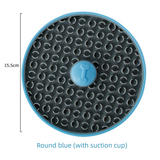 Blue Interactive Pet Slow Feeder & 3D Textured Oral Cleanner - 3-in-1 Mounting Durable TPR Lick Mat for Dogs & Cats