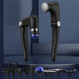 Black-Sliver Foldable Percussion Massage Gun with Hot Cold Compress & 10 Heads - 9 Speed Levels and High Frequency Vibration Full Body Muscle Relaxer