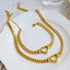 Style 5 Trendy Gold-Plated Heart Necklace & Bracelet Set - Tarnish Free Titanium Steel Cuban Link Jewelry for Fashionable Women