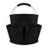 Black Foldable Oxford Cloth Round Picnic Basket with Padded Metal Handle - 6 Pocket Large Capacity Storage Tote for Outdoor Beach and Shopping