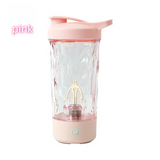 500ML Pink Portable Diamond Electric Shaker - Strong Vortex Stirring, Dual Temperature Endurance & Self-Cleaning for Protein Powder Coffee