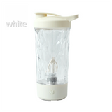 500ML White Portable Diamond Electric Shaker - Strong Vortex Stirring, Dual Temperature Endurance & Self-Cleaning for Protein Powder Coffee