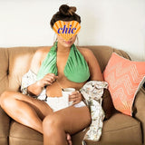 Green Breathable Wool Towel Bra with Supportive Anti-Chafe Deisgn - Sweat-Wicking Halter Neck Lounge Bralette (L Size)