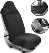 Black Waterproof Towel Car Single Seat Cover - Universal Non-Slip Sweat-Absorbent Bucket Seat Protector for Gym Fitness and Beach