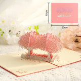 3D Handcrafted Cherry Blossom Pop-Up Greeting Card - Handwritten Paper Sculpture Card for Valentine's Day, Mother's Day & Anniversary