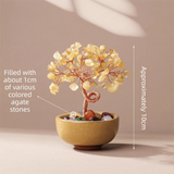 Natural Yellow Crystal Money Tree with Agate Basin & Adjustable Wire Branches - Desktop Feng Shui Decor for Wealth and Prosperity