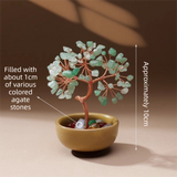 Natural Green Crystal Money Tree with Agate Basin & Adjustable Wire Branches - Desktop Feng Shui Decor for Wealth and Prosperity