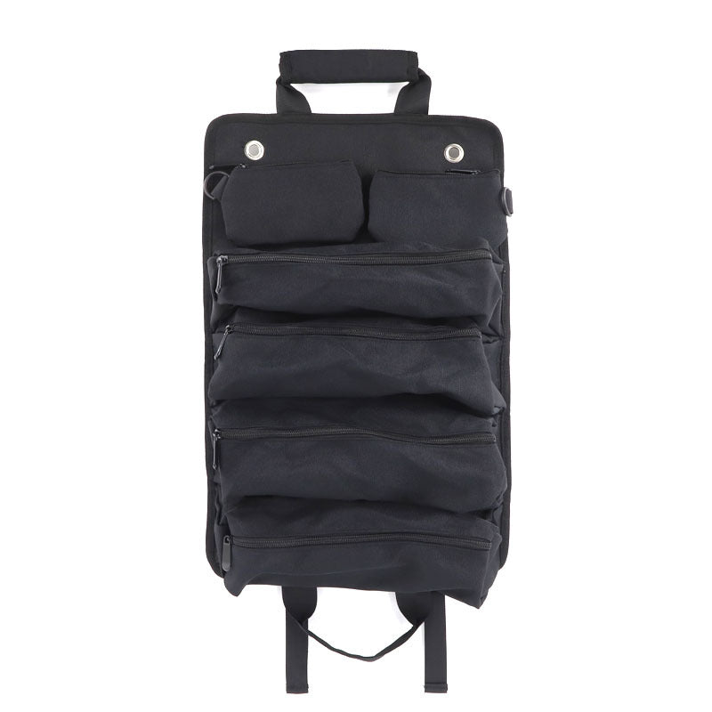 Black Heavy-Duty Oxford Cloth Roll-Up Tool Organizer - Detachable Multi-Purpose Utility Bag for Mechanics, Electricians & Outdoors