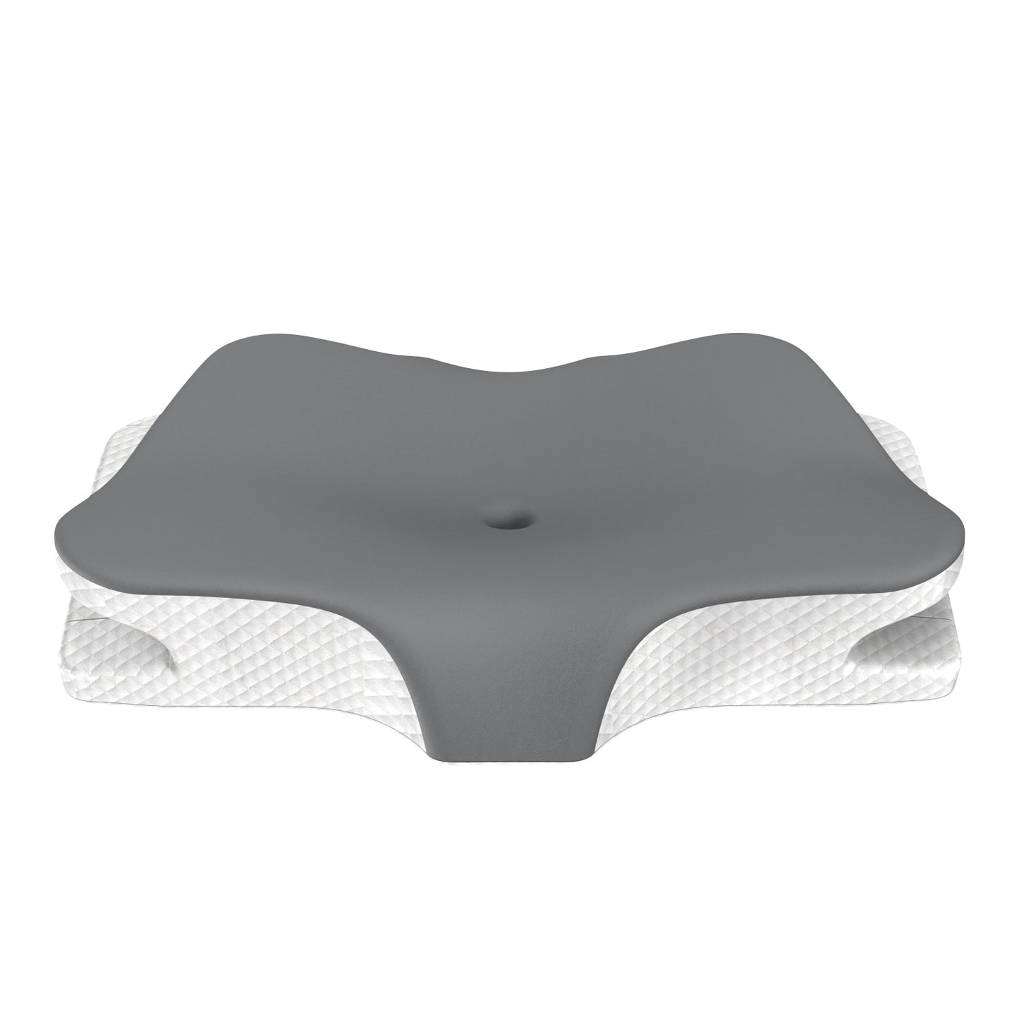 Grey Breathable Butterfly Contoured Memory Foam Pillow - Dual-Height Orthopedic Neck Pillow with 5-Zone Cervical Support