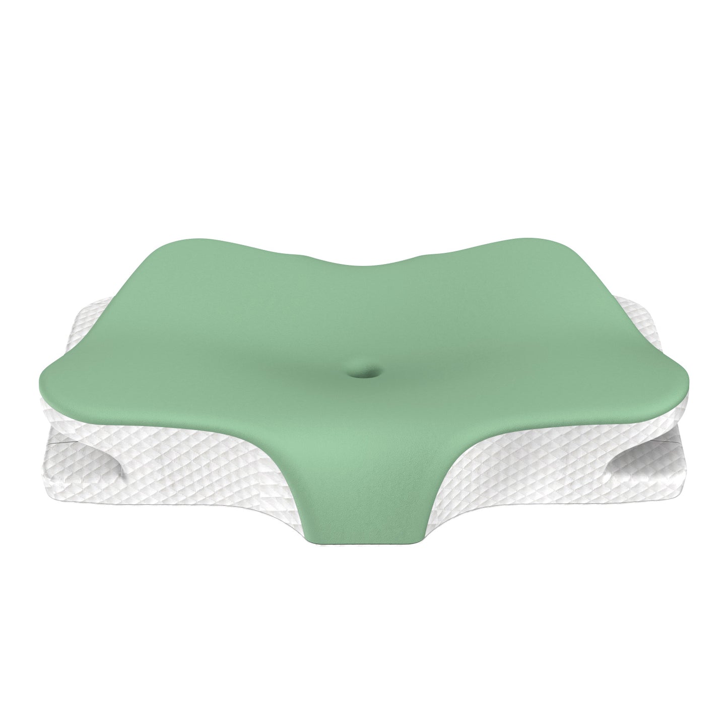Green Breathable Butterfly Contoured Memory Foam Pillow - Dual-Height Orthopedic Neck Pillow with 5-Zone Cervical Support