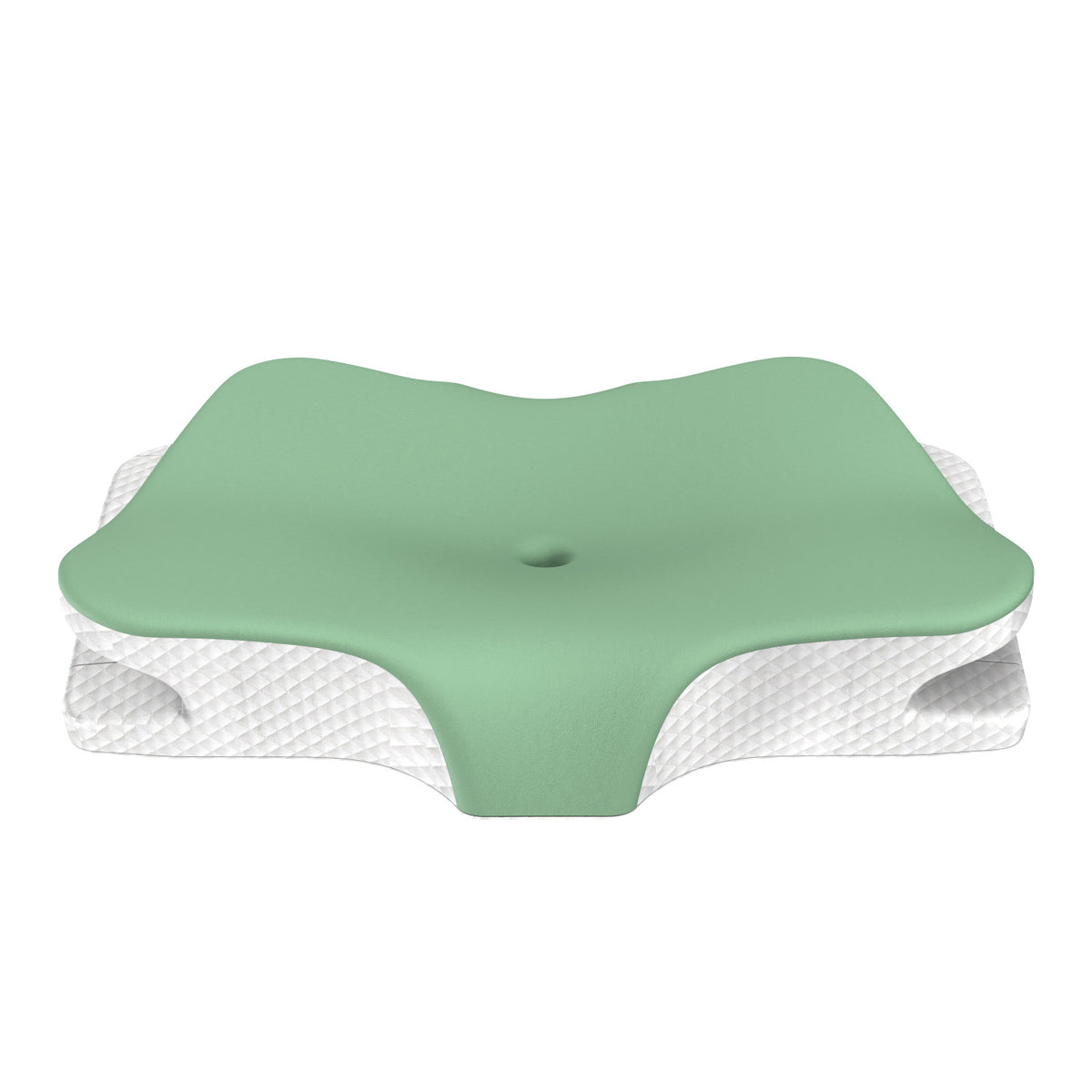 Green Breathable Butterfly Contoured Memory Foam Pillow - Dual-Height Orthopedic Neck Pillow with 5-Zone Cervical Support