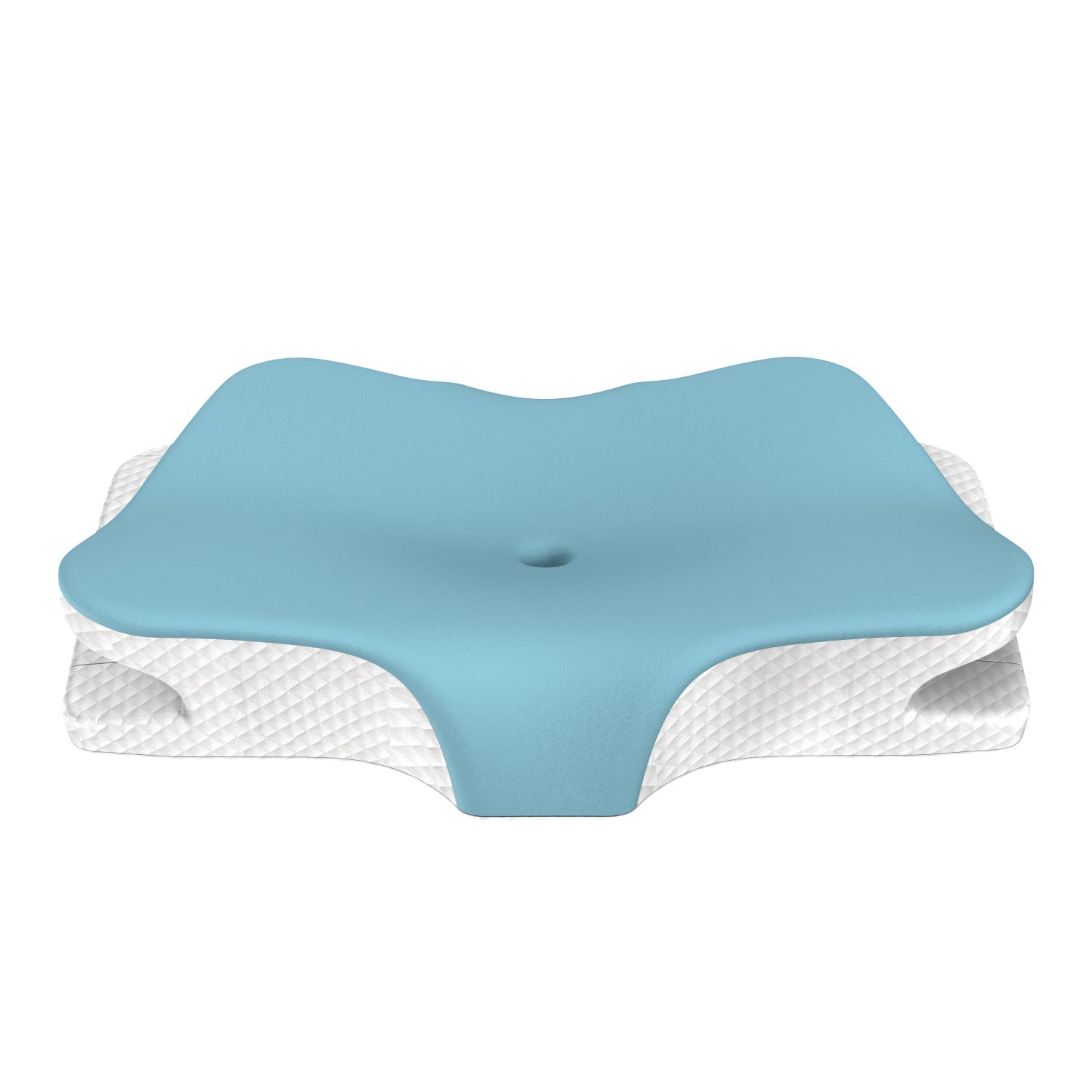 Blue Breathable Butterfly Contoured Memory Foam Pillow - Dual-Height Orthopedic Neck Pillow with 5-Zone Cervical Support