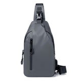 Grey Water / Wrinkle-Resistant Nylon Men's Tactical Chest Bag with USB Charging Port - 4 Layer Large Capacity Crossbody Pack