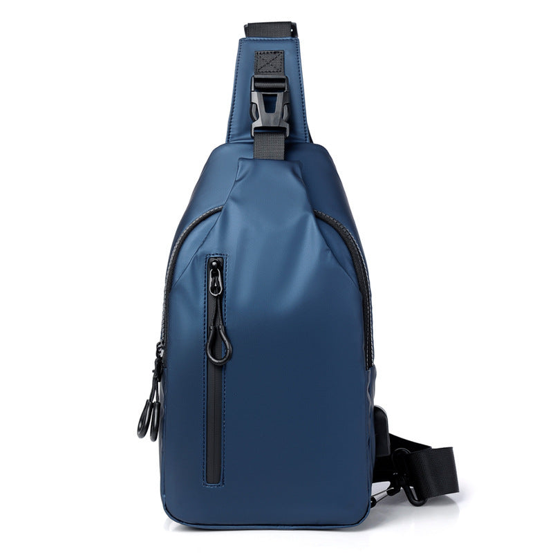 Blue Water / Wrinkle-Resistant Nylon Men's Tactical Chest Bag with USB Charging Port - 4 Layer Large Capacity Crossbody Pack