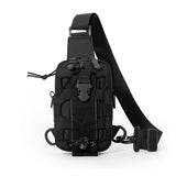 Black Outdoor Tactical Water Bottle Chest Bag - High-Capacity Phone Pouch with Expansion System for Cycling Camping and Fishing