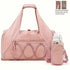 Pink High-Capacity Yoga Gym Duffel Set with Bonus Bottle Phone Pouch, Separate Shoe Compartment & Yoga Mat Strap
