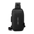 Black High Capacity Anti-Theft Tactical Chest Bag - Waterproof Leather-Film Sling with USB Charging & TSA Password Lock