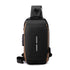 Black-Gold High Capacity Anti-Theft Tactical Chest Bag - Waterproof Leather-Film Sling with USB Charging & TSA Password Lock