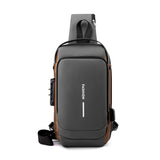 Grey Gold High Capacity Anti-Theft Tactical Chest Bag - Waterproof Leather-Film Sling with USB Charging & TSA Password Lock
