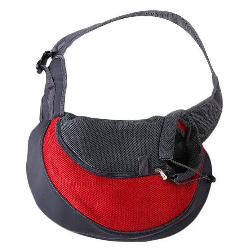 Red Hands-Free Pet Chest Carrier - Breathable Mesh Crossbody Bag for Dogs & Cats within 2.5KG