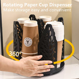 Black 360°Rotating Multi-Scenario Countertop Storage Rack - Large Capacity 4 Compartment Holder for Coffee & Tea Cups