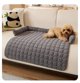 Dark Grey Pet Sofa Protector & Calming Bolster Bed with Diamond Lattice - 75x75CM Thickened Non Slip Furniture Cover for Cats & Dogs